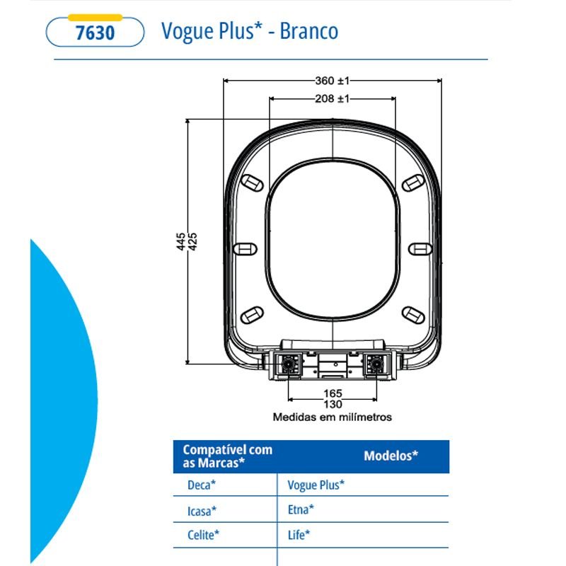 Tampa De Vaso Assento Sanitario Fechamento Suave Vogue Plus
