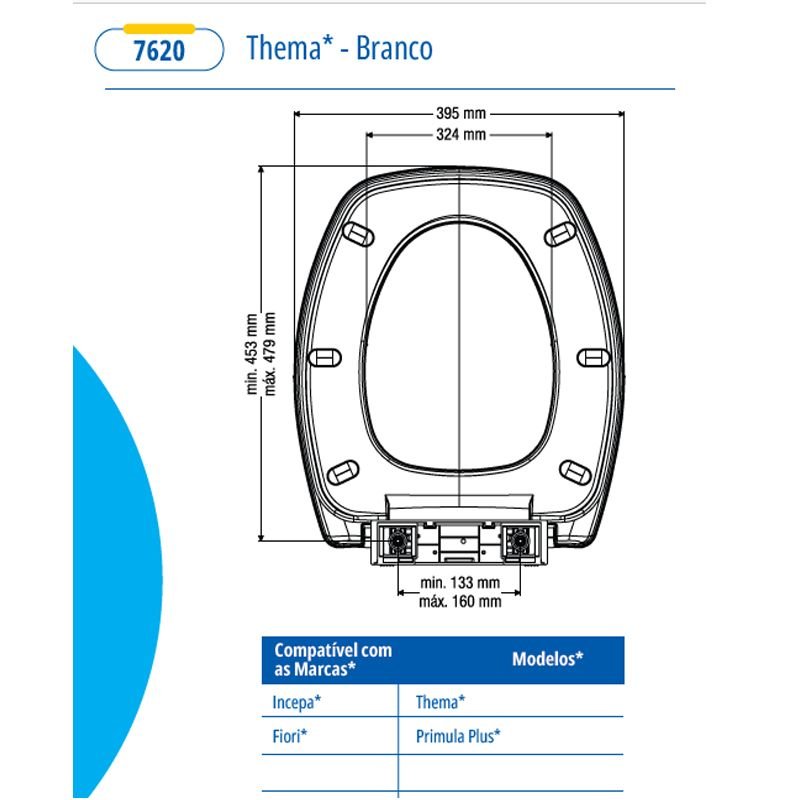 Tampa De Vaso Assento Sanitario Thema Fechamento Soft Close