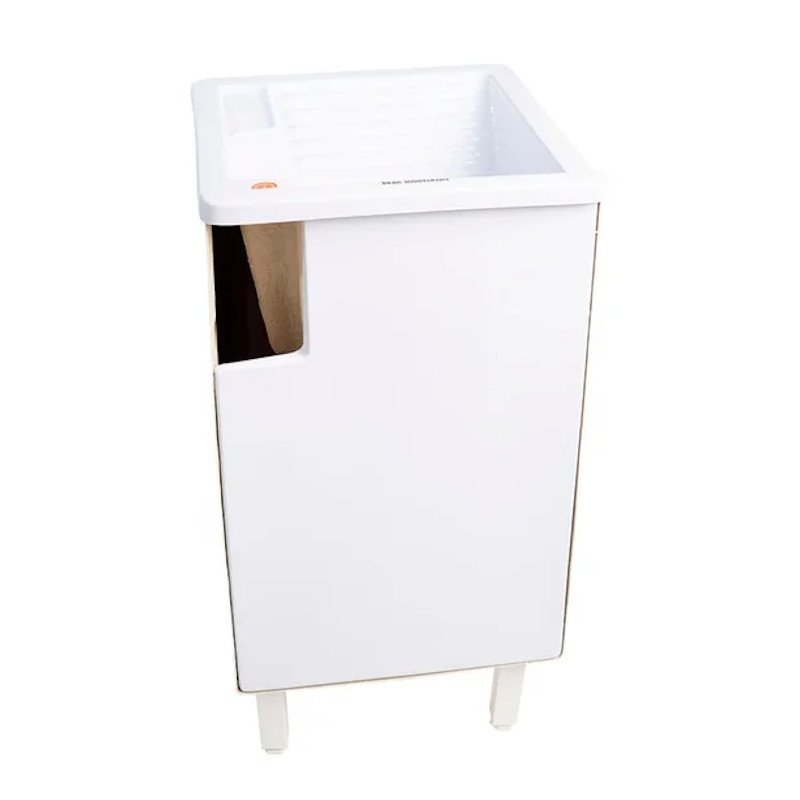 Tanque de Lavar Roupa 20L Fibra Branco com Gabinete Viena
