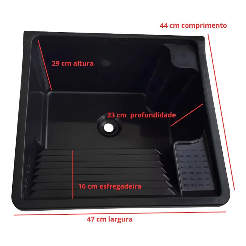 TANQUE PLASTICO PAREDE LAVAR ROUPA REFORÇADO FIBERBLU 26L PT