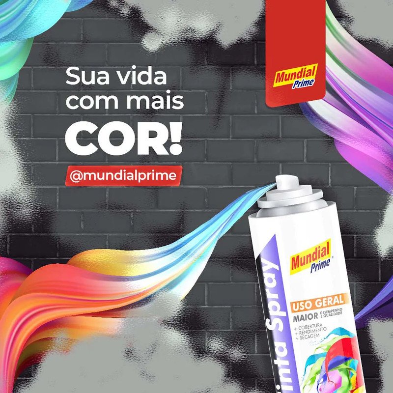 TINTA SPRAY BRANCO BRILHANTE 400ML MUNDIAL PRIME USO GERAL