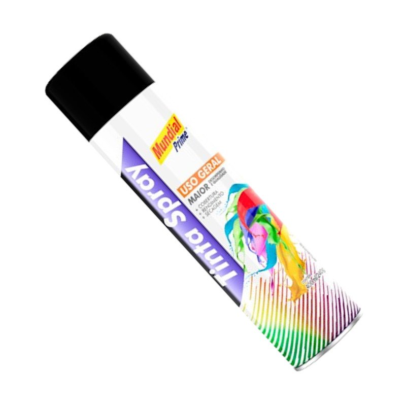 TINTA SPRAY PRETO FOSCO 400ML MUNDIAL PRIME USO GERAL