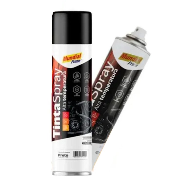 TINTA SPRAY PRETO FOSCO ALTA TEMPERATURA 400ML MUNDIAL