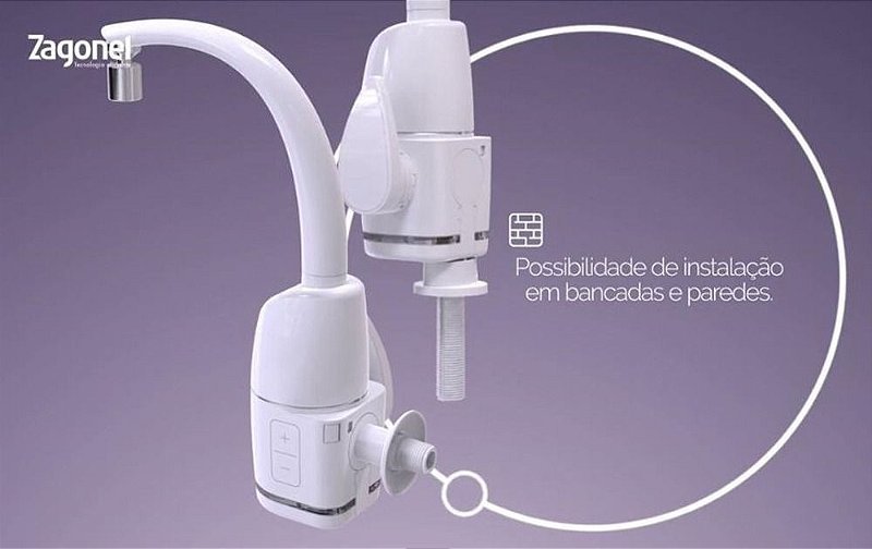 Torneira Eletrica Bancada\parede Touch Zagonel Branca 220v