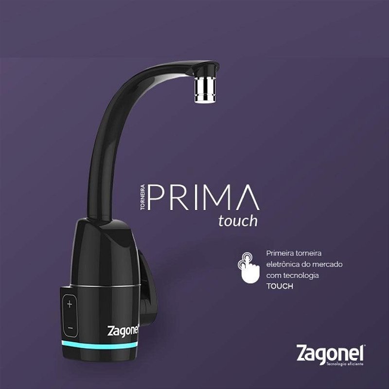 Torneira Eletrica Bancada\parede Touch Zagonel Preta 220v