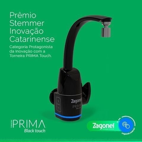 Torneira Eletrica Bancada\parede Touch Zagonel Preta 220v