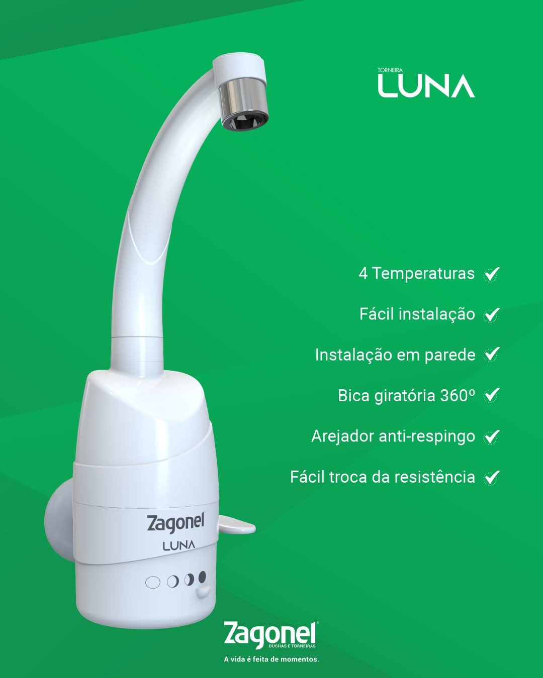 Torneira Eletrica Luna 4 Temperaturas 5500W 220V Zagonel