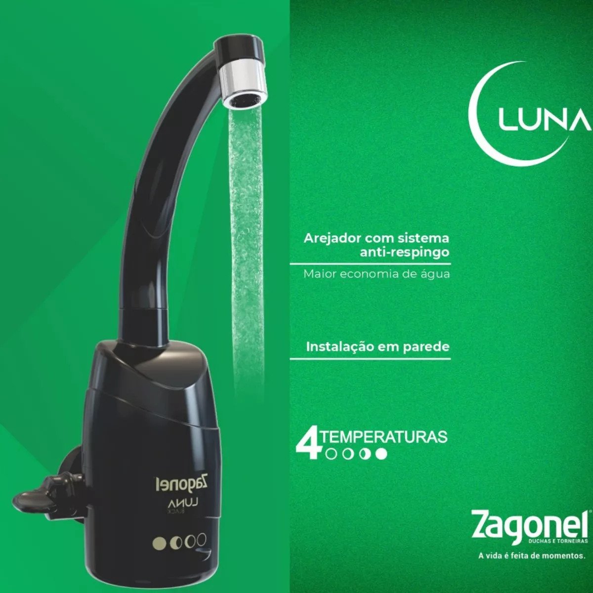 Torneira Eletrica Luna 4 Temperaturas 5500W 220V Zagonel PT