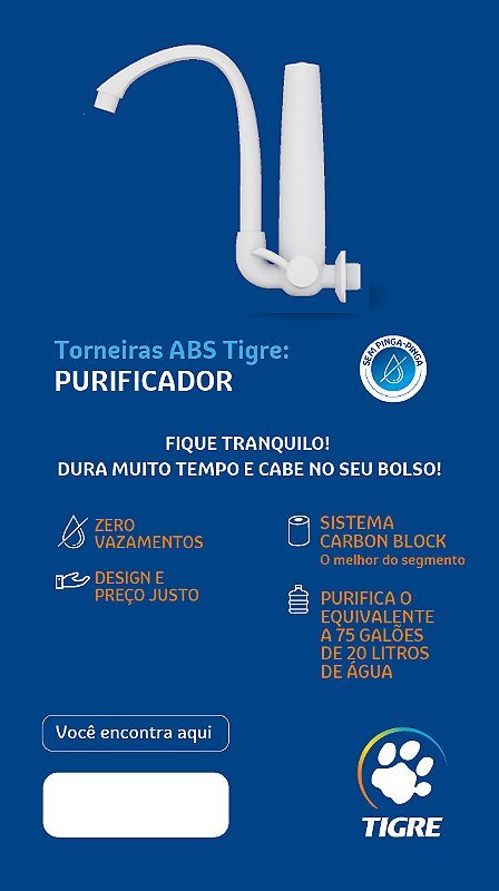 Torneira Filtro com purificador de parede ABS Branco Tigre