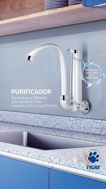 Torneira Filtro com purificador de parede ABS Branco Tigre