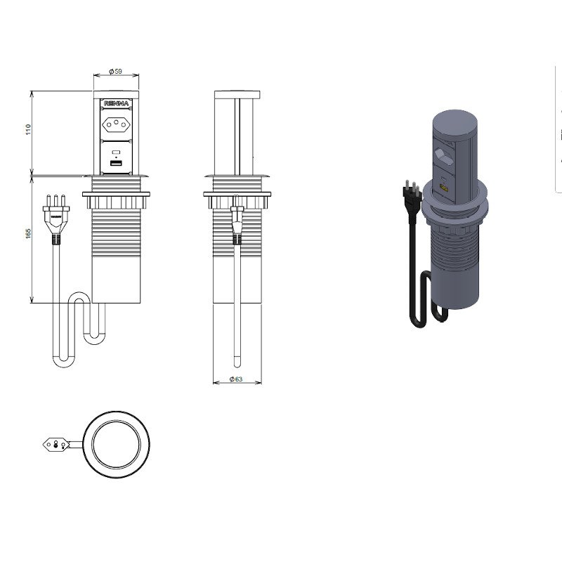 Torre Tomada Automática Indução Wireless 1 T + 2 USB Preta