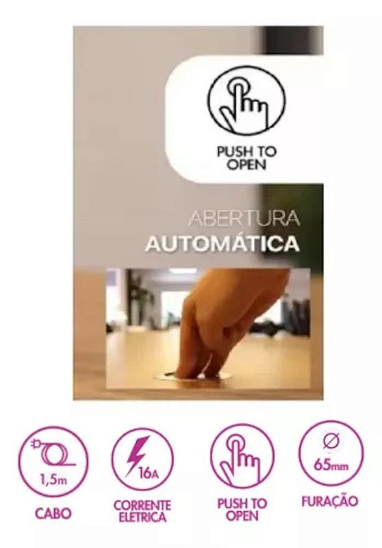 Torre Tomada Automática Moveis Embutir Retrátil 2 Tomadas BR