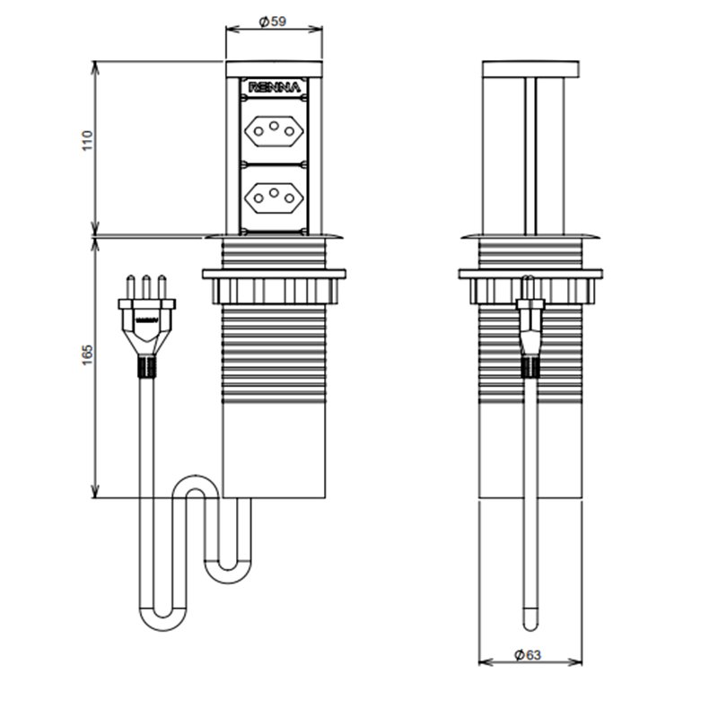 Torre Tomada Automática Moveis Embutir Retrátil 2 Tomadas CZ