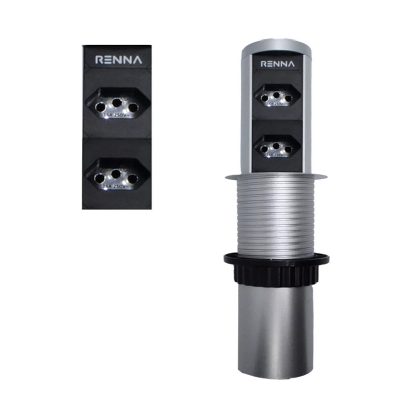 Torre Tomada Automática Moveis Embutir Retrátil 2 Tomadas CZ
