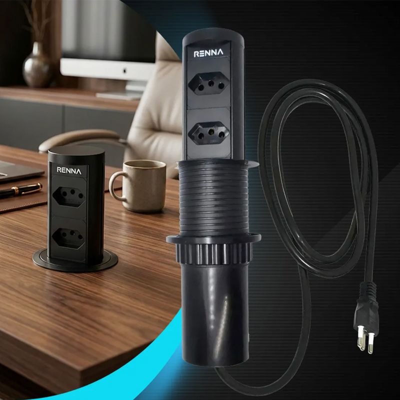 Torre Tomada Automatica Moveis Embutir Retratil C/ 2 Tomadas