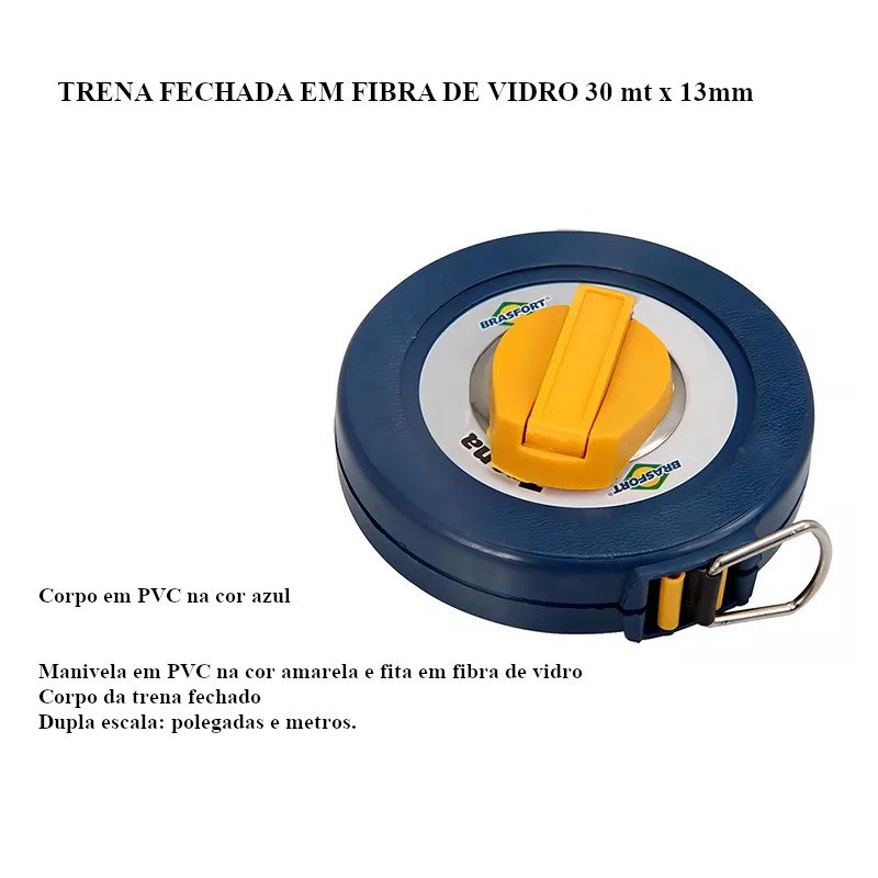 Trena de Fibra de Vidro Fechado 30 metros x 13mm Brasfort