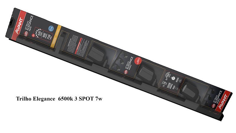 Trilho eletrificado Elegance Preto 1 mt 3 spot 7w 6500k avant