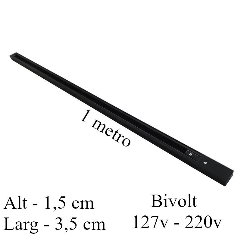 Trilho Eletrificado teto para Spot 1 metro preto bivolt