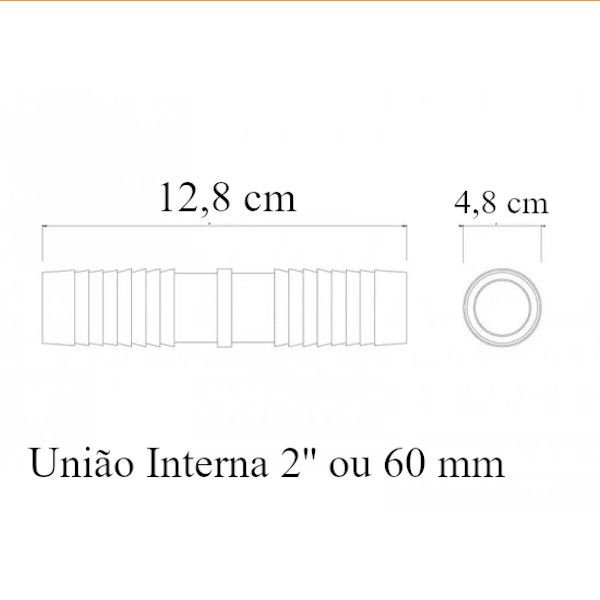União Emenda Mangueira 2'' 60mm Interna Irrigação Forte Azul
