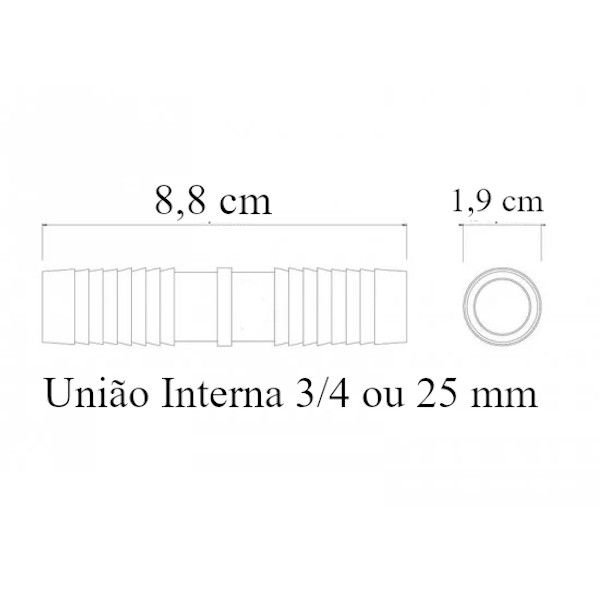 União Emenda Mangueira 3/4 25mm Interna Irrigação Forte Azul