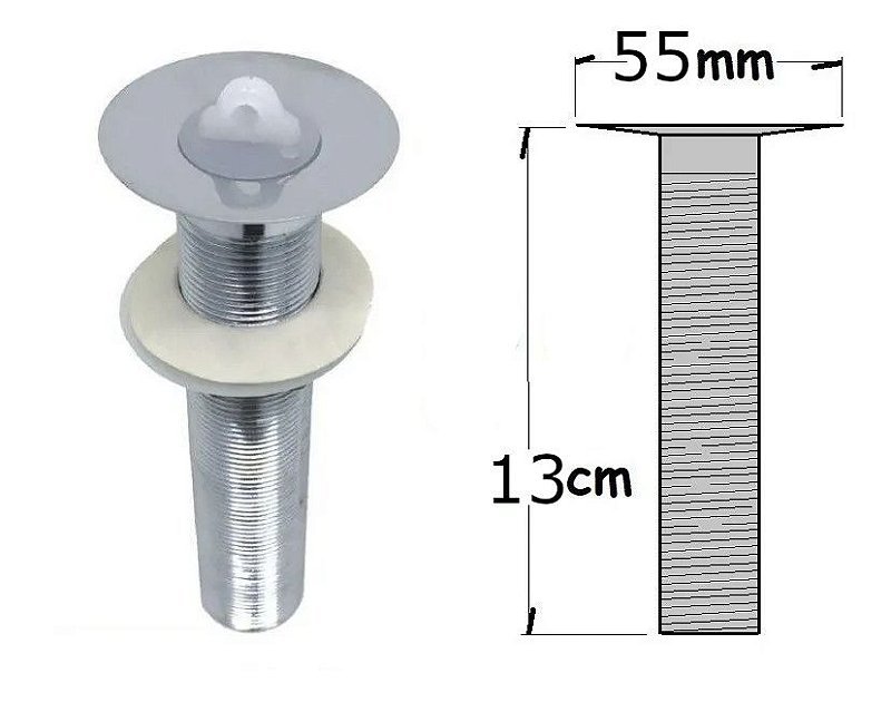 Valvula Lavatorio Banheiro Pia Cuba Longa 13Cm 7/8 Inox Top