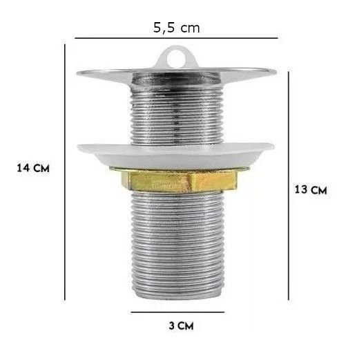 Valvula Lavatorio Banheiro Pia Cuba Longa 13Cm 7/8 Inox Top