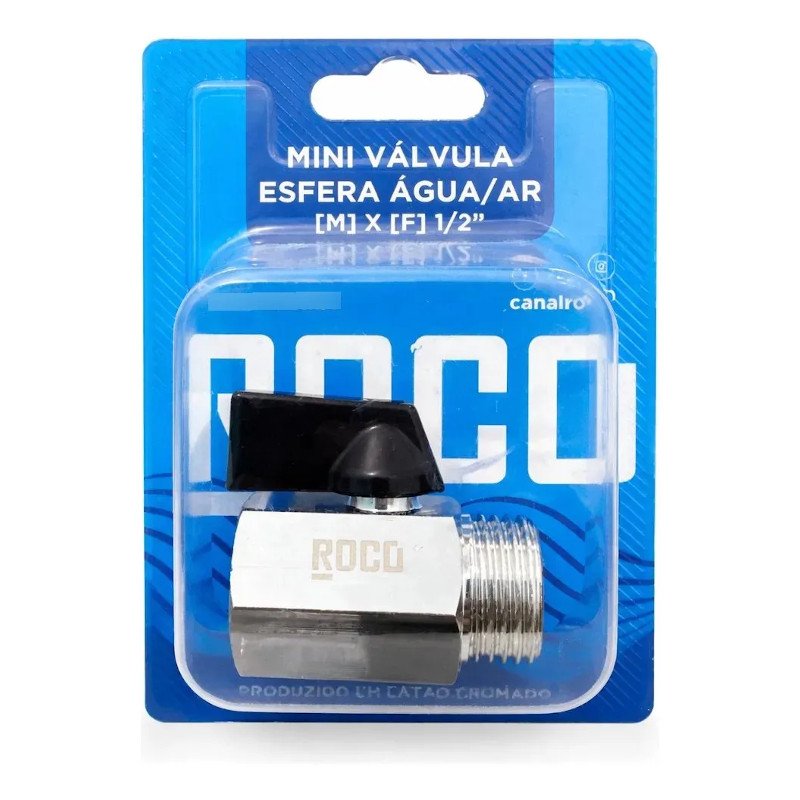 Válvula Mini Registro Esfera Água Ar Macho x fêmea 1/2 roco