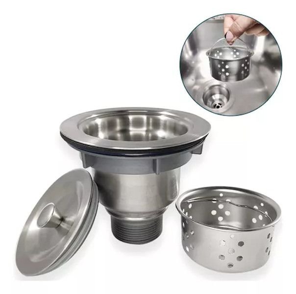 Valvula Pia Higienica com Cesto e tampa 4-1/2' Premium Inox