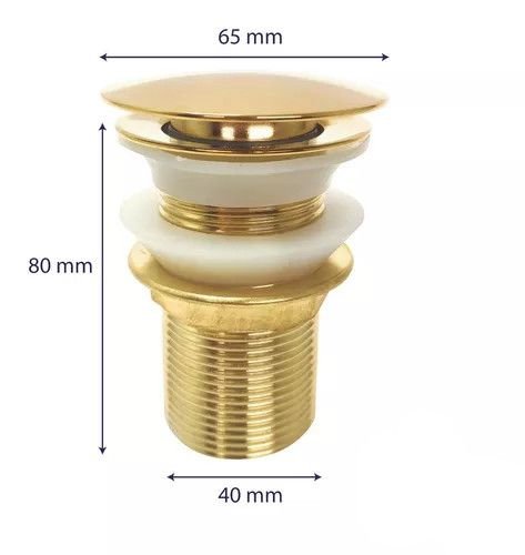 Valvula Pia Lavabo Cuba Click 1-1/4 Inox Premium Luxo Gold