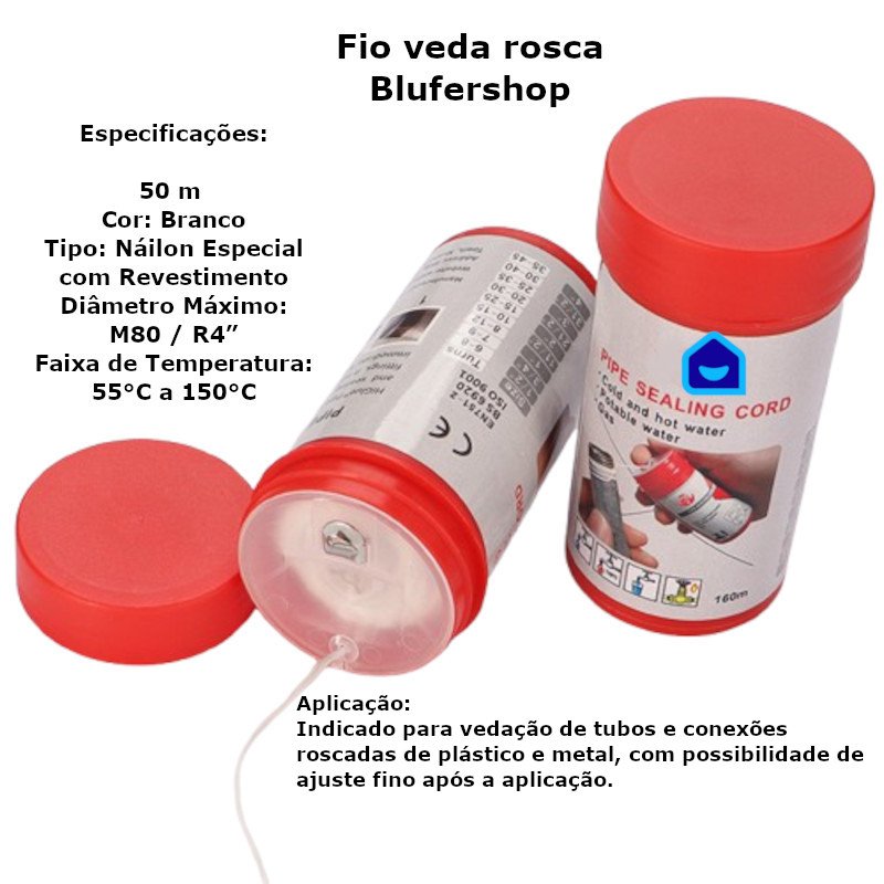 Veda Rosca Fio Profissional hidráulica alta vedação 160 mt