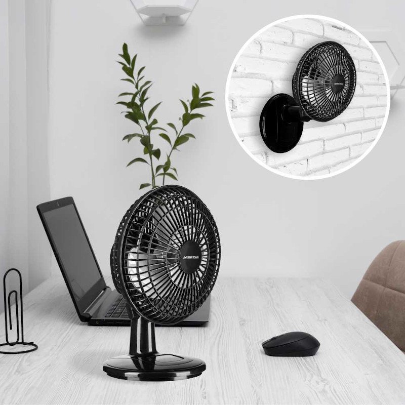 VENTILADOR mesa parede MINI TURBO 20CM PRETO/PRATA 220v